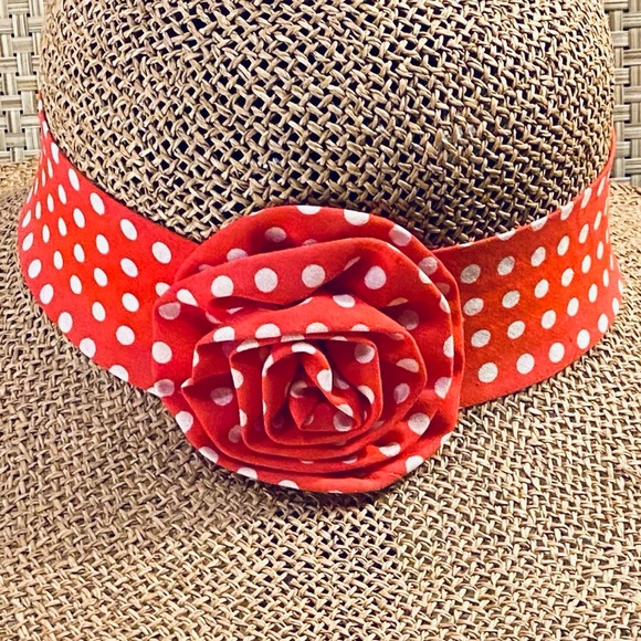 🌟2xHP🌟NWOT Polka Dot Wide Brim Seagrass Hat - Picture 5 of 10